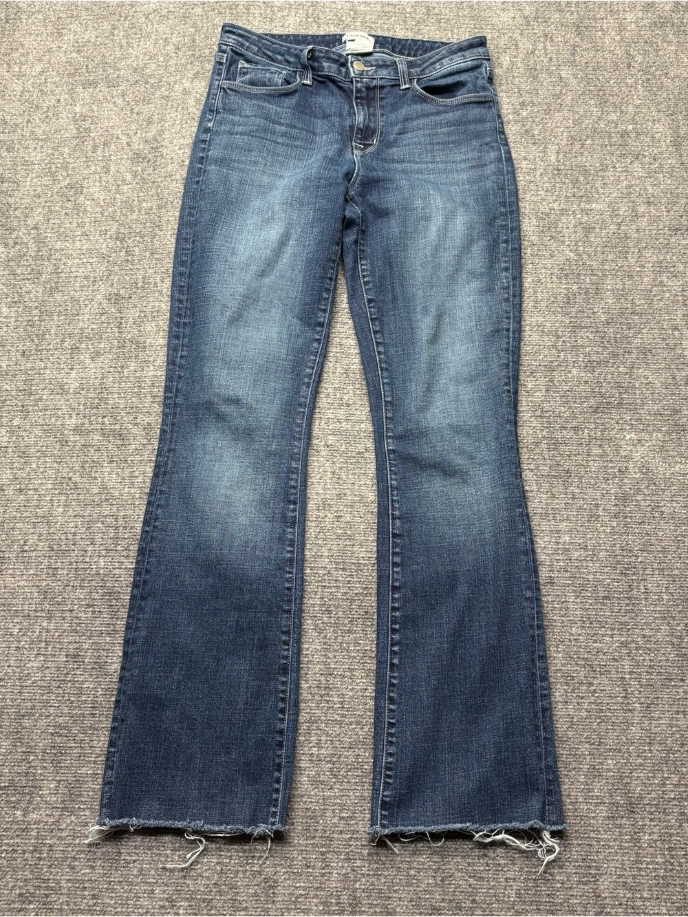 L'AGENCE Sneeki Jeans Womens 28 Blue Naples Low Rise Straight Leg Frayed Y2K